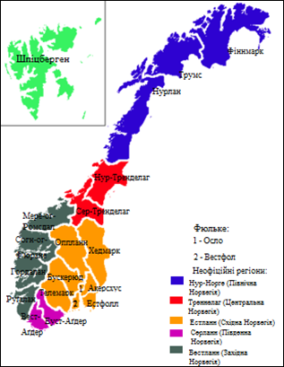 Адміністративний устрій Норвегії (побудовано автором за даними [7]).