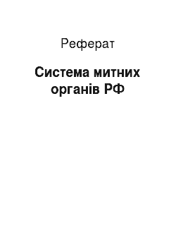 Реферат: Система митних органів РФ