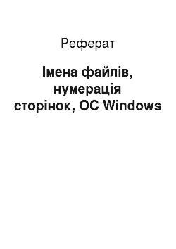 Реферат: Імена файлів, нумерація сторінок, ОС Windows